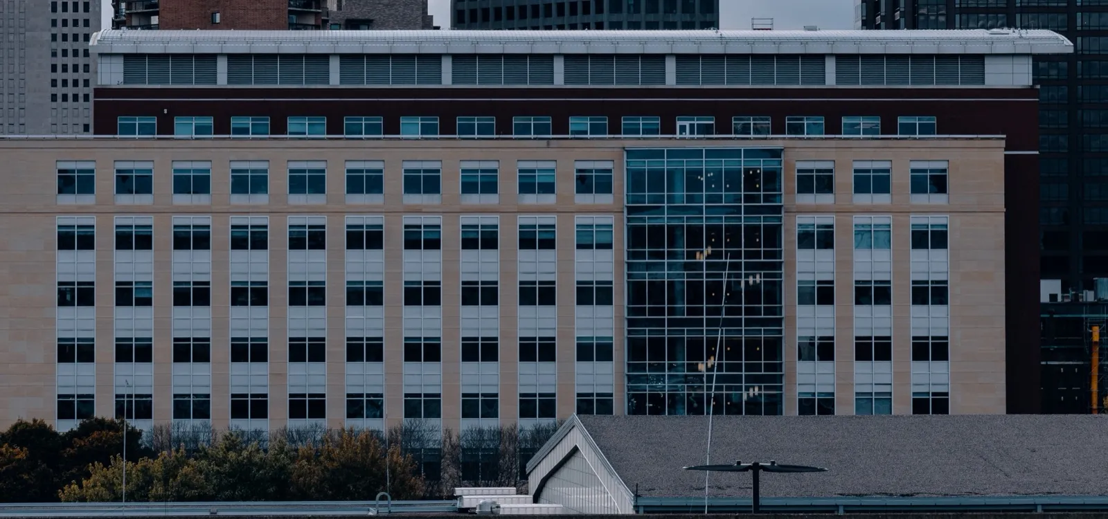 The Elmer L. Andersen Human Services Building in downtown Saint Paul, home of the Minnesota Department of Human Services, seen from a nearby parking ramp
